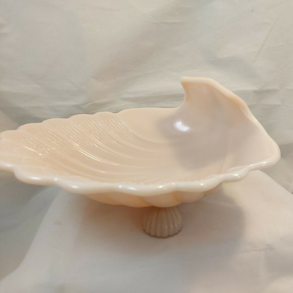 Vtg Cambridge Crown Art Deco Pink Glass 10.5" Sea Shell Footed Bowl cottage core - Picture 7 of 10